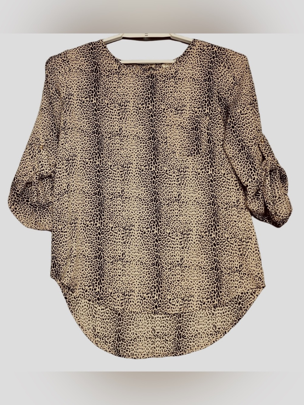 Lily White Leopard Print Blouse - Beige/Black